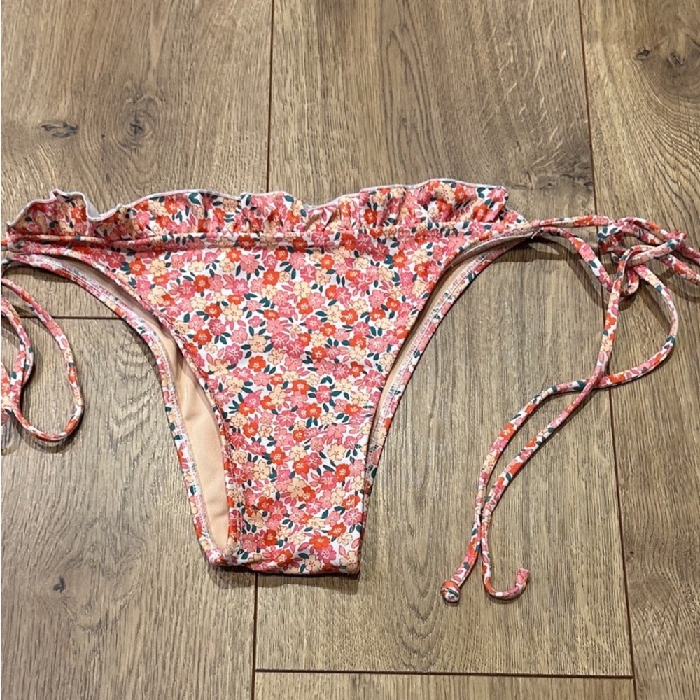 Faithfull the Brand Floral Bikini Bottom - Pink and Red